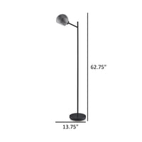 Bane 63 Inch Floor Lamp, Retro Smokey Black Glass Shade, Round Metal Base - BM318307