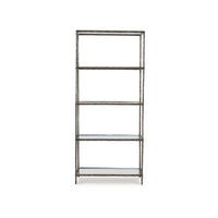 Dalie 73 Inch Bookcase, 5 Tier Open Clear Glass Shelves, Gray Aluminum - BM318309