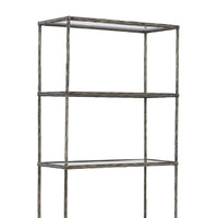 Dalie 73 Inch Bookcase, 5 Tier Open Clear Glass Shelves, Gray Aluminum - BM318309