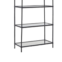 Dalie 73 Inch Bookcase, 5 Tier Open Clear Glass Shelves, Black Aluminum - BM318310