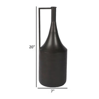 Toly 20 Inch Flower Vase, Industrial Angular Handle, Distressed Brown - BM318312