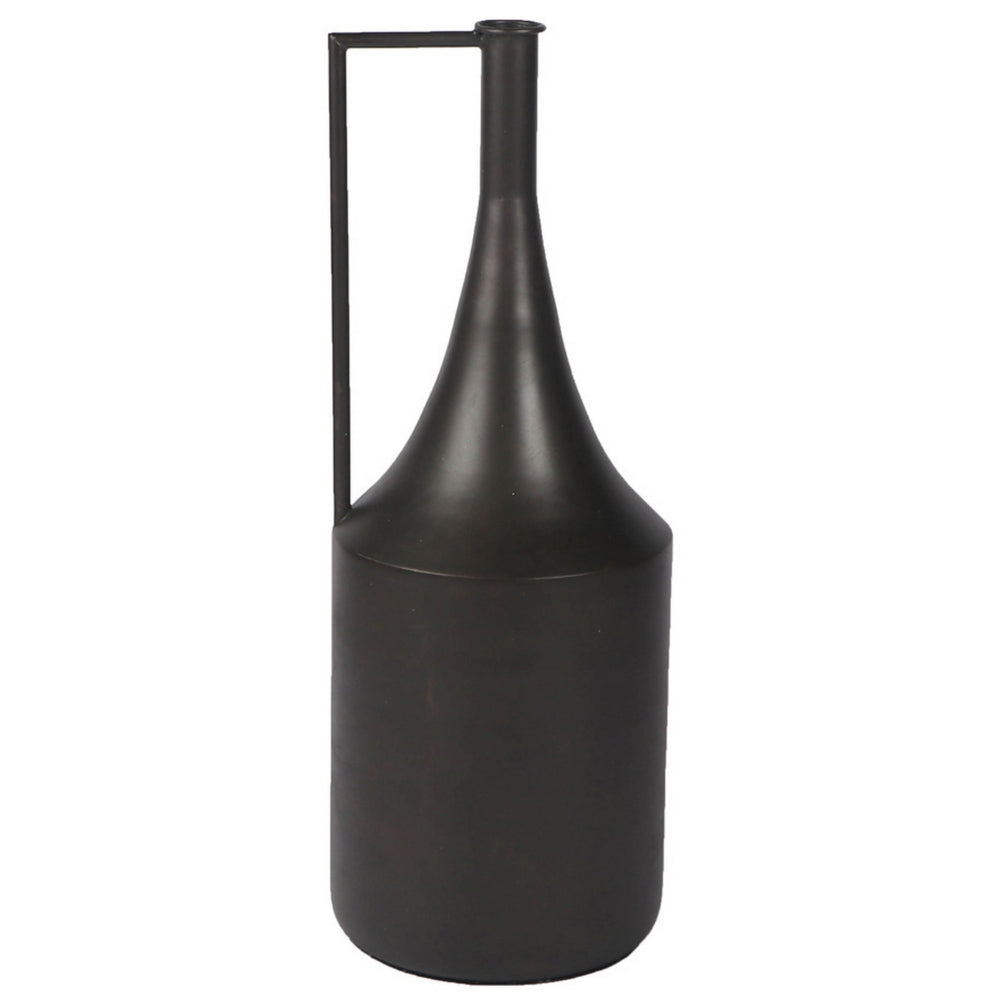 Toly 20 Inch Flower Vase, Industrial Angular Handle, Distressed Brown - BM318312