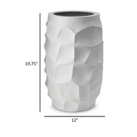 Legan 20 Inch Flower Vase, 3D Abstract Sculptural Art, White Polyresin - BM318313