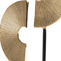 Ete 16 Inch Tabletop Decor Disc Sculpture, Geometric, Gold, Black Metal - BM318314