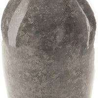 Rock 12 Inch Flower Vase, Decorative Thin Neck, High Gloss Gray Finish - BM318319