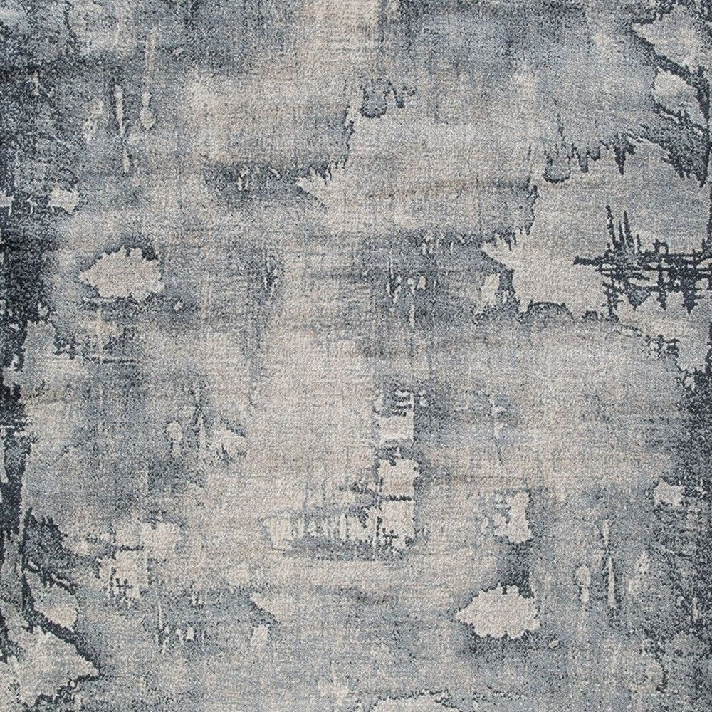 Richard 8 x 11 Area Rug, Blue Gray Polyester, Abstract Style, Latex Backing - BM318321