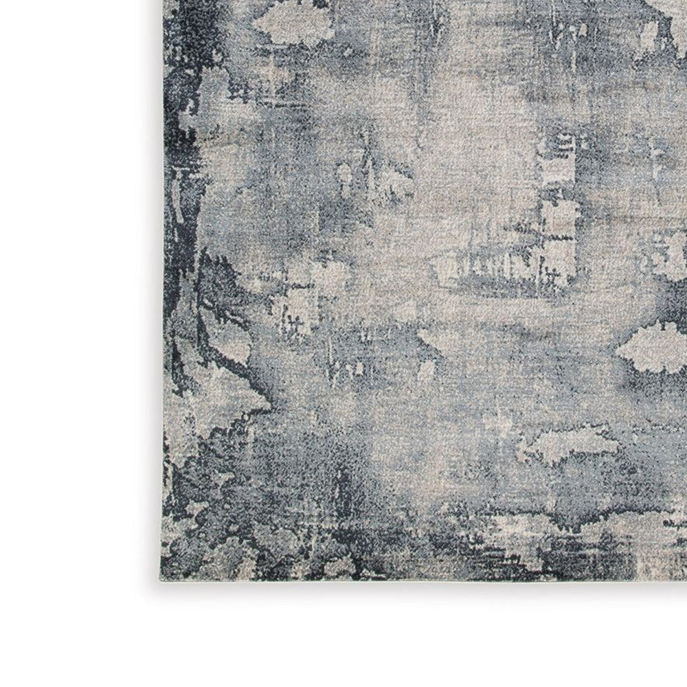 Richard 8 x 11 Area Rug, Blue Gray Polyester, Abstract Style, Latex Backing - BM318321