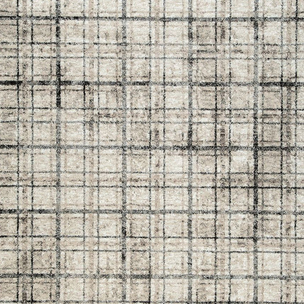 Jess 8 x 10 Area Rug, Soft Pile, Cream, Brown Plaid Stripes, Latex Back - BM318322