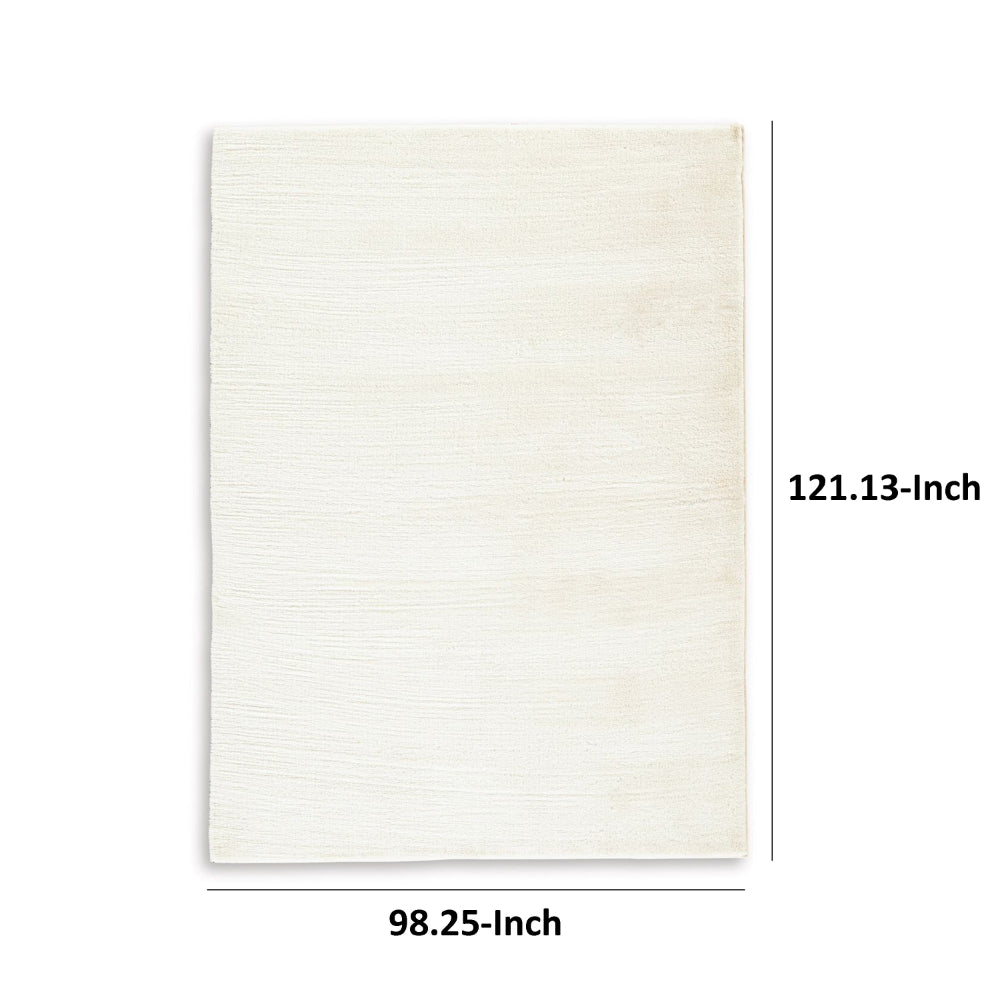 Stebin 8 x 10 Area Rug, Shag Style, Ivory White Polyester, Washable, Cotton - BM318324