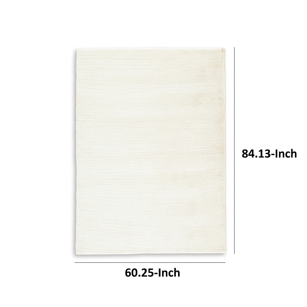 Stebin 5 x 7 Area Rug, Shag Style, Ivory White Polyester, Washable, Cotton - BM318325