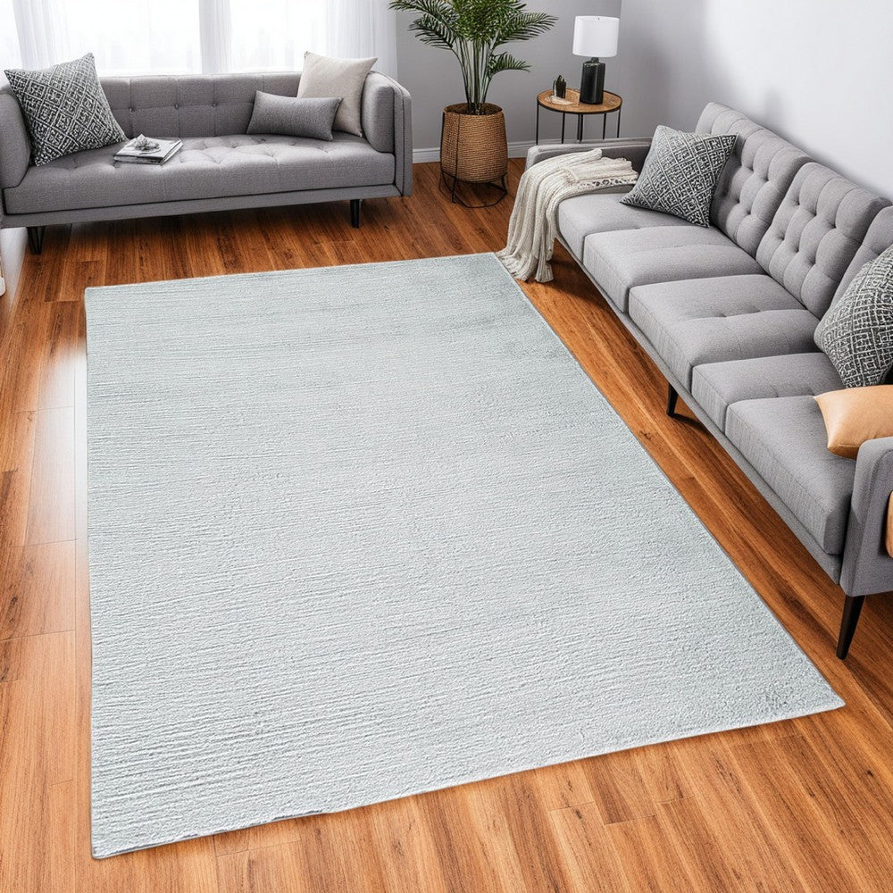 Stebin 8 x 10 Area Rug, Shag Style, 15mm Pile Gray Polyester, Washable - BM318326