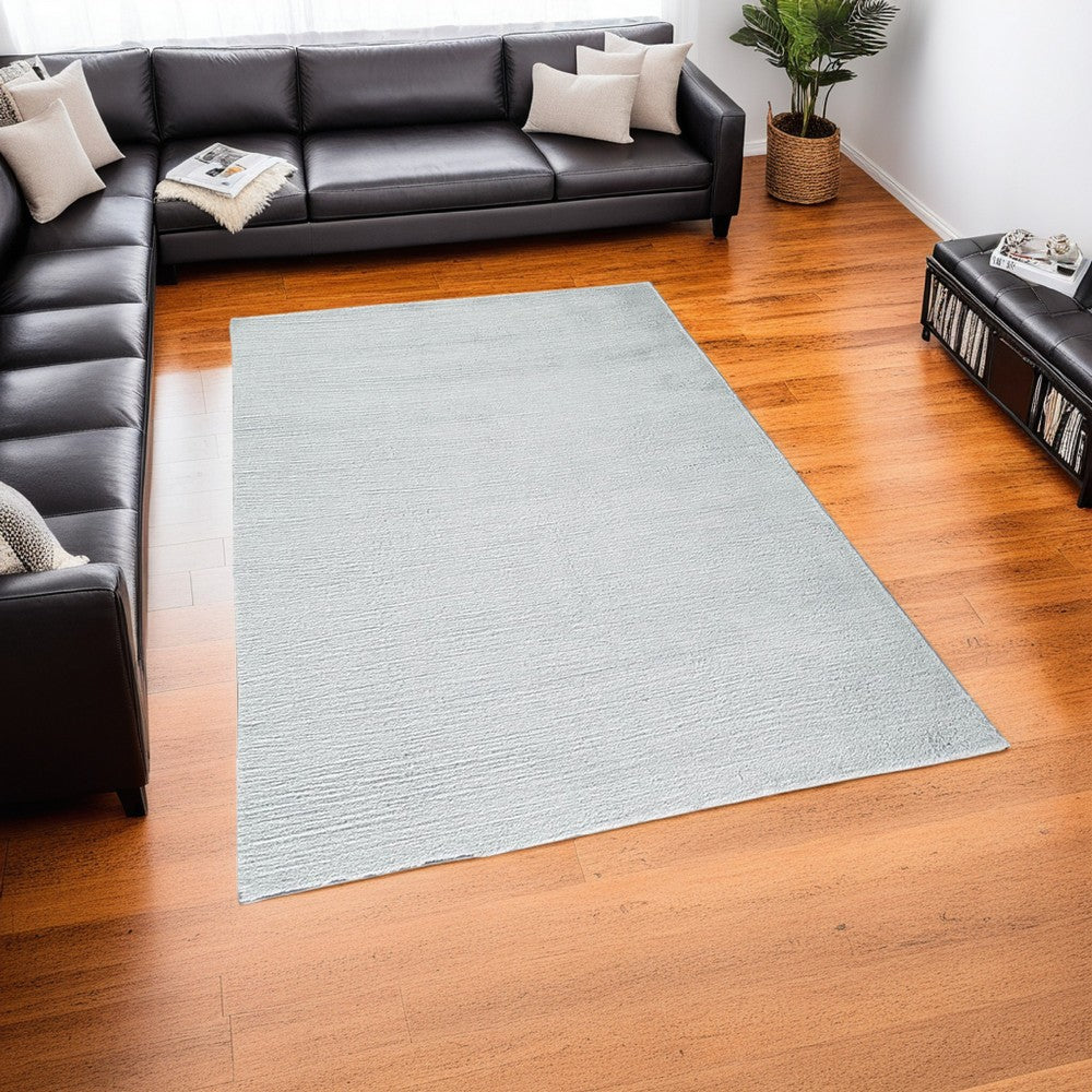 Stebin 5 x 7 Area Rug, Shag Style, 15mm Pile Gray Polyester, Washable - BM318327