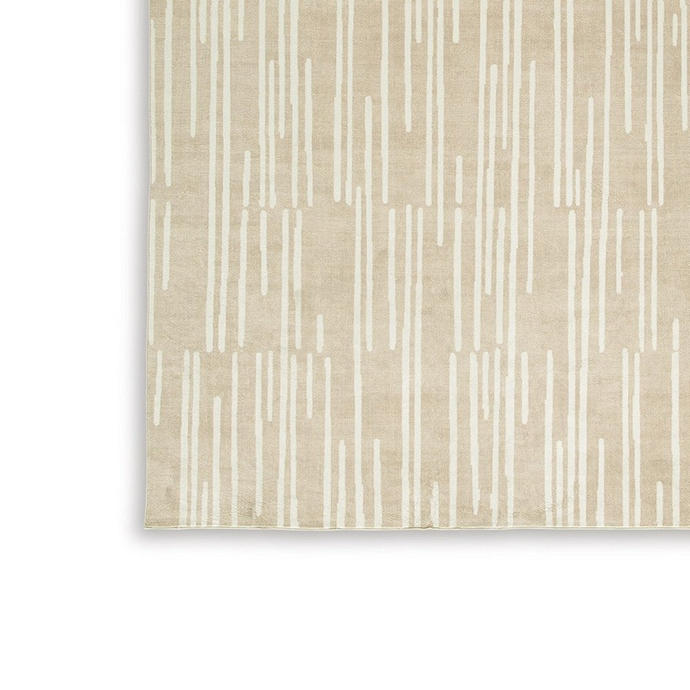 Stebin 8 x 10 Area Rug, Shag Style, 15mm Pile Cream Polyester, Washable - BM318328
