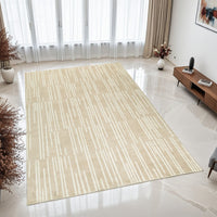 Stebin 8 x 10 Area Rug, Shag Style, 15mm Pile Cream Polyester, Washable - BM318328
