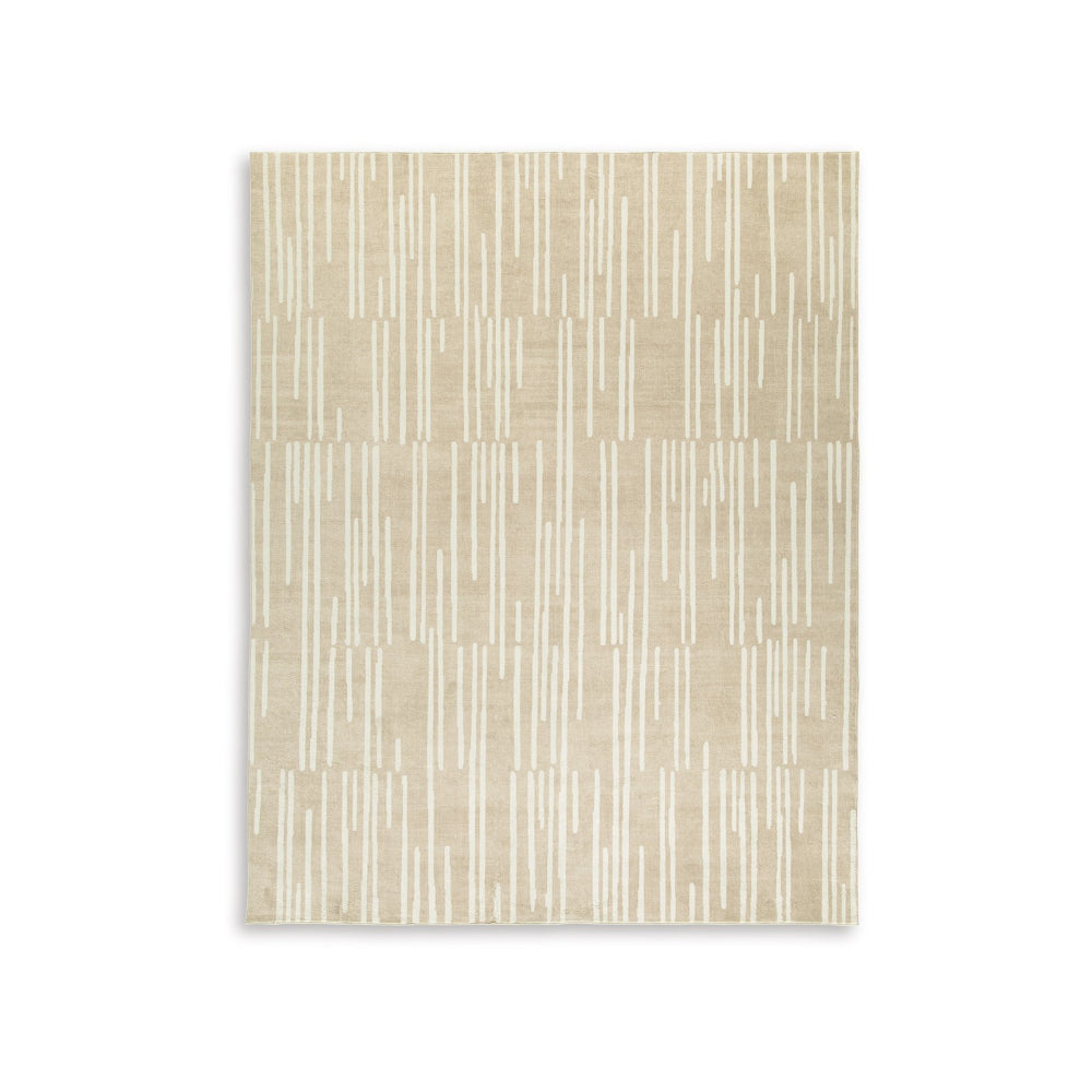 Stebin 8 x 10 Area Rug, Shag Style, 15mm Pile Cream Polyester, Washable - BM318328