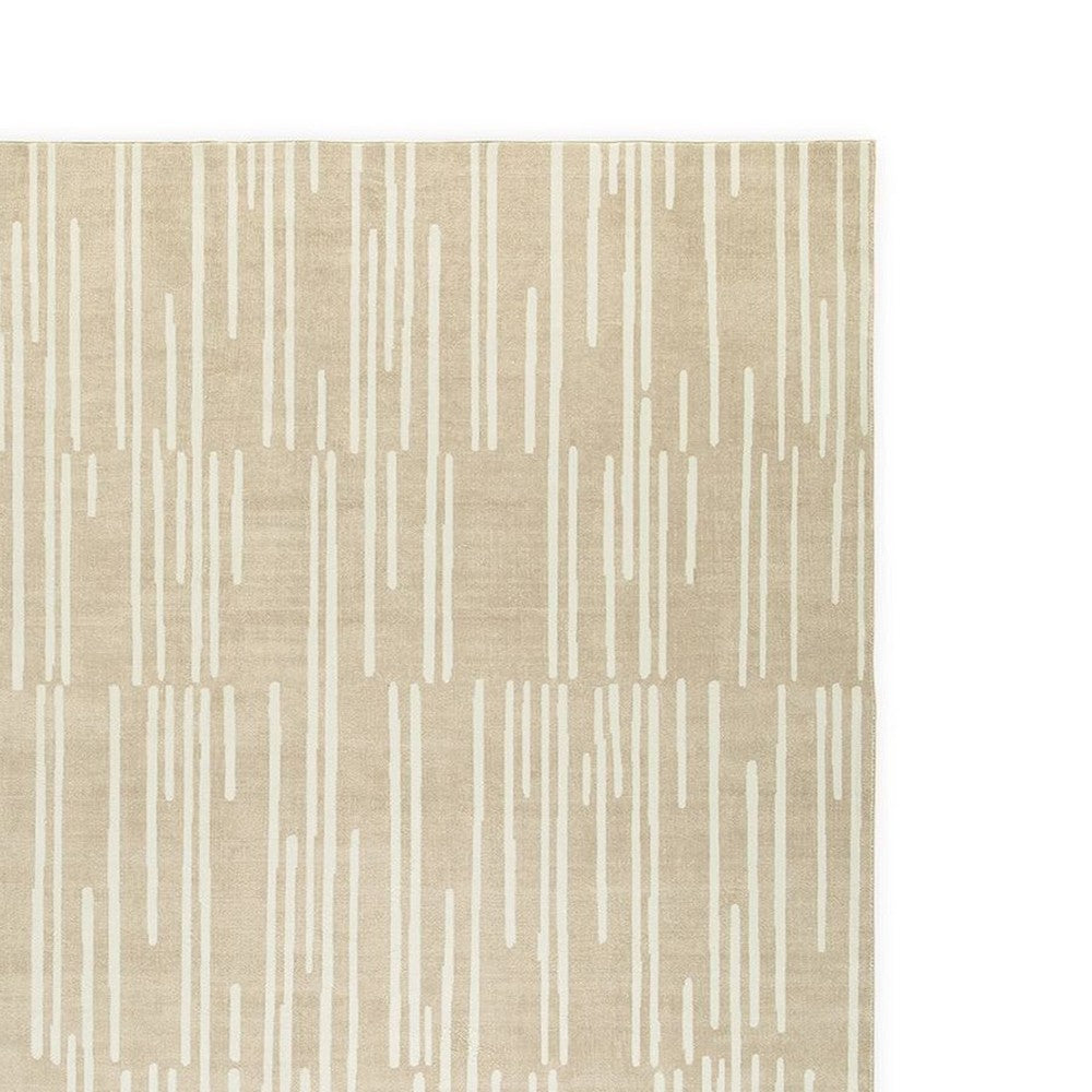 Stebin 5 x 7 Area Rug, Shag Style, 15mm Pile Cream Polyester, Washable - BM318329
