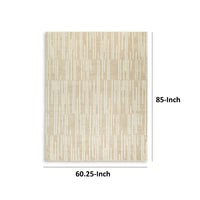 Stebin 5 x 7 Area Rug, Shag Style, 15mm Pile Cream Polyester, Washable - BM318329