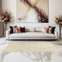 Stebin 5 x 7 Area Rug, Shag Style, 15mm Pile Cream Polyester, Washable - BM318329
