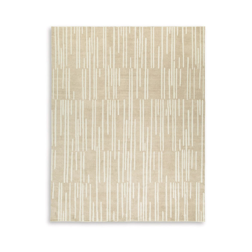 Stebin 5 x 7 Area Rug, Shag Style, 15mm Pile Cream Polyester, Washable - BM318329