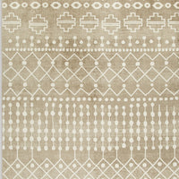 Bunny 8 x 10 Area Rug, Brown Tribal Print, Low Pile Polyester for Busy Area - BM318330