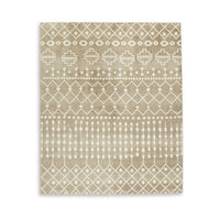 Bunny 8 x 10 Area Rug, Brown Tribal Print, Low Pile Polyester for Busy Area - BM318330
