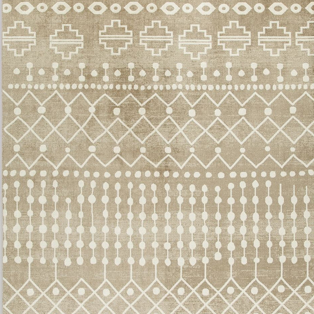 Bunny 5 x 7 Area Rug, Brown Tribal Print, Low Pile Polyester for Busy Area - BM318331