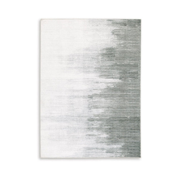 Mili 8 x 10 Area Rug, Abstract Pattern Washable Gray White Polyester - BM318332