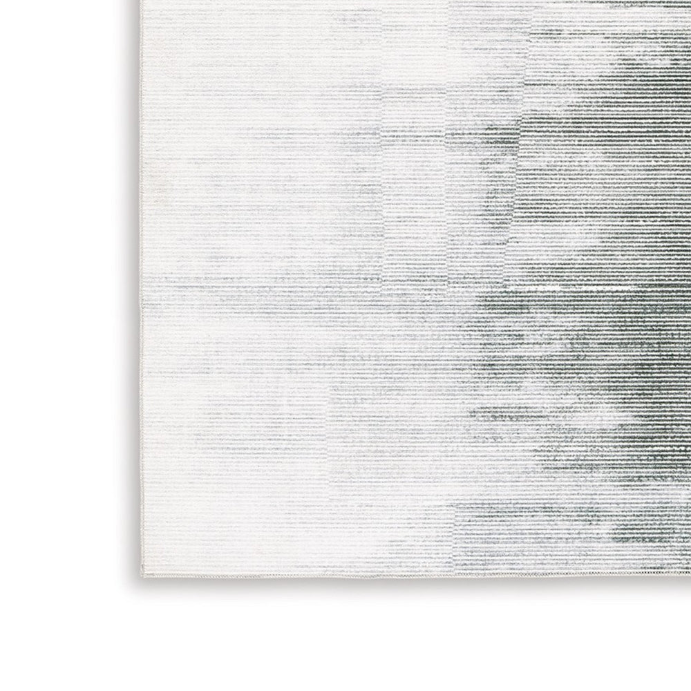 Mili 5 x 7 Area Rug, Abstract Pattern Washable Gray White Polyester - BM318333