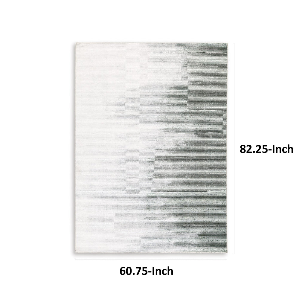 Mili 5 x 7 Area Rug, Abstract Pattern Washable Gray White Polyester - BM318333