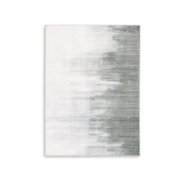 Mili 5 x 7 Area Rug, Abstract Pattern Washable Gray White Polyester - BM318333