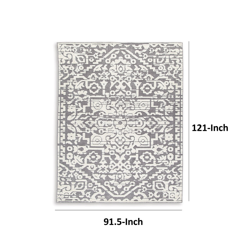 Fabiola 8 x 10 Area Rug, Washable Polyester Distressed Gray Ivory - BM318334