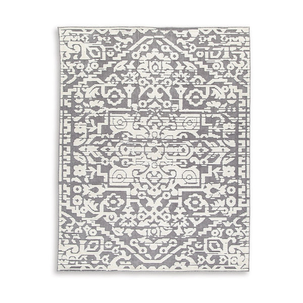 Fabiola 8 x 10 Area Rug, Washable Polyester Distressed Gray Ivory - BM318334