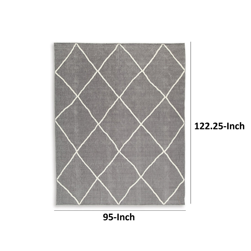 Doel 8 x 10 Area Rug, Soft Pile Polyester, Washable, Gray and Ivory - BM318336