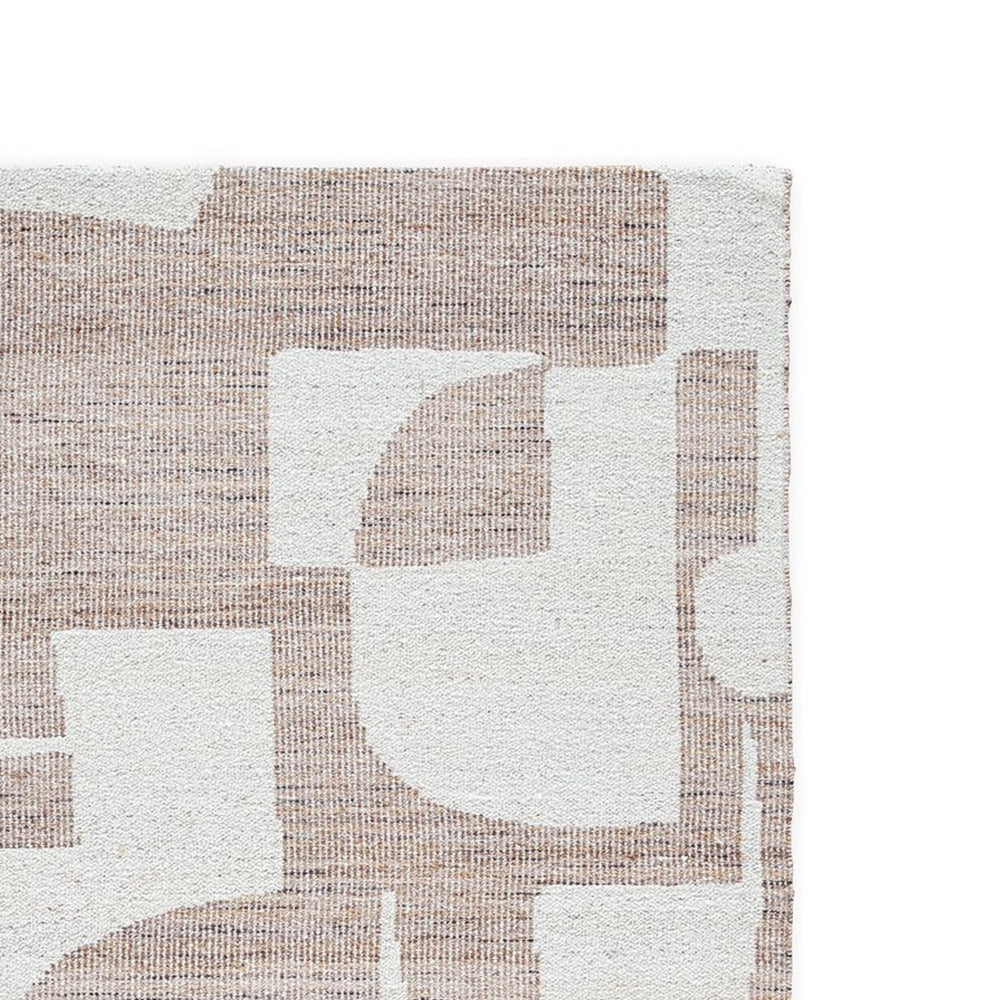 Jimmy 8 x 10 Area Rug, Abstract Pattern Polyester, Cotton Back, Beige Brown - BM318338