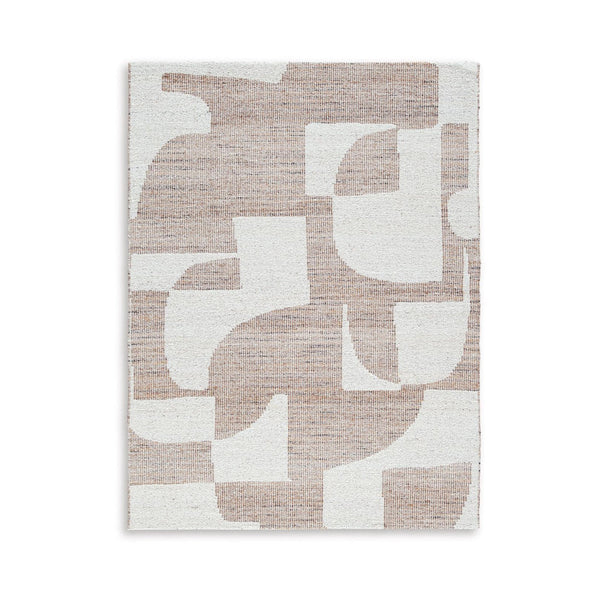 Jimmy 8 x 10 Area Rug, Abstract Pattern Polyester, Cotton Back, Beige Brown - BM318338