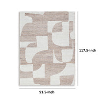 Jimmy 8 x 10 Area Rug, Abstract Pattern Polyester, Cotton Back, Beige Brown - BM318338