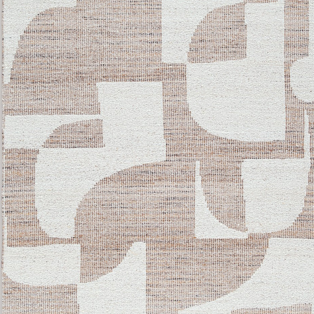 Jimmy 5 x 7 Area Rug, Abstract Pattern Polyester, Cotton Back, Beige Brown - BM318339