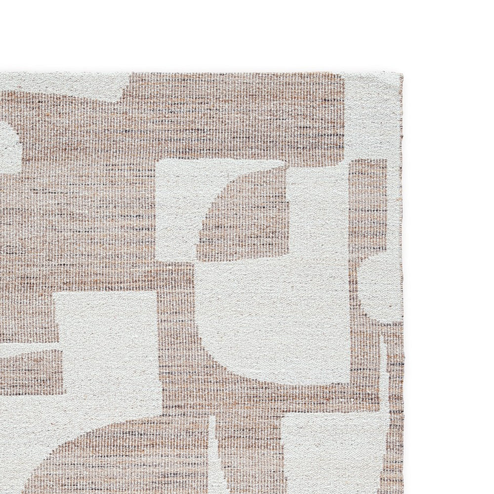 Jimmy 5 x 7 Area Rug, Abstract Pattern Polyester, Cotton Back, Beige Brown - BM318339