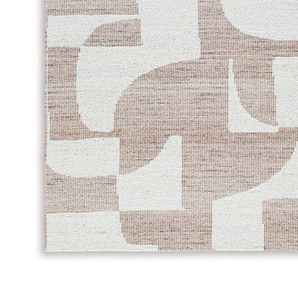 Jimmy 5 x 7 Area Rug, Abstract Pattern Polyester, Cotton Back, Beige Brown - BM318339