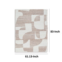 Jimmy 5 x 7 Area Rug, Abstract Pattern Polyester, Cotton Back, Beige Brown - BM318339