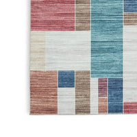 Nami 5 x 7 Area Rug, Multicolored Geometric Design, Polyester Cotton Blend - BM318340