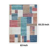 Nami 5 x 7 Area Rug, Multicolored Geometric Design, Polyester Cotton Blend - BM318340