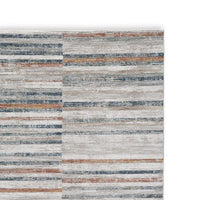 Kimya 8 x 10 Area Rug, Stripe Design, Polyester, Cotton Backing, Gray Blue - BM318341