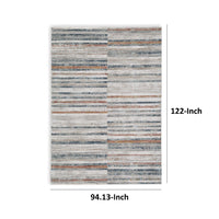 Kimya 8 x 10 Area Rug, Stripe Design, Polyester, Cotton Backing, Gray Blue - BM318341