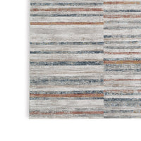 Kimya 5 x 7 Area Rug, Stripe Design, Polyester, Cotton Backing, Gray Blue - BM318342