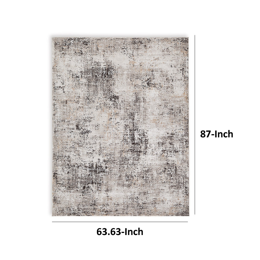 Elanor 5 x 7 Area Rug, Modern Abstract Design, Gray Polyester, Jute Backing - BM318345