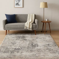 Elanor 5 x 7 Area Rug, Modern Abstract Design, Gray Polyester, Jute Backing - BM318345
