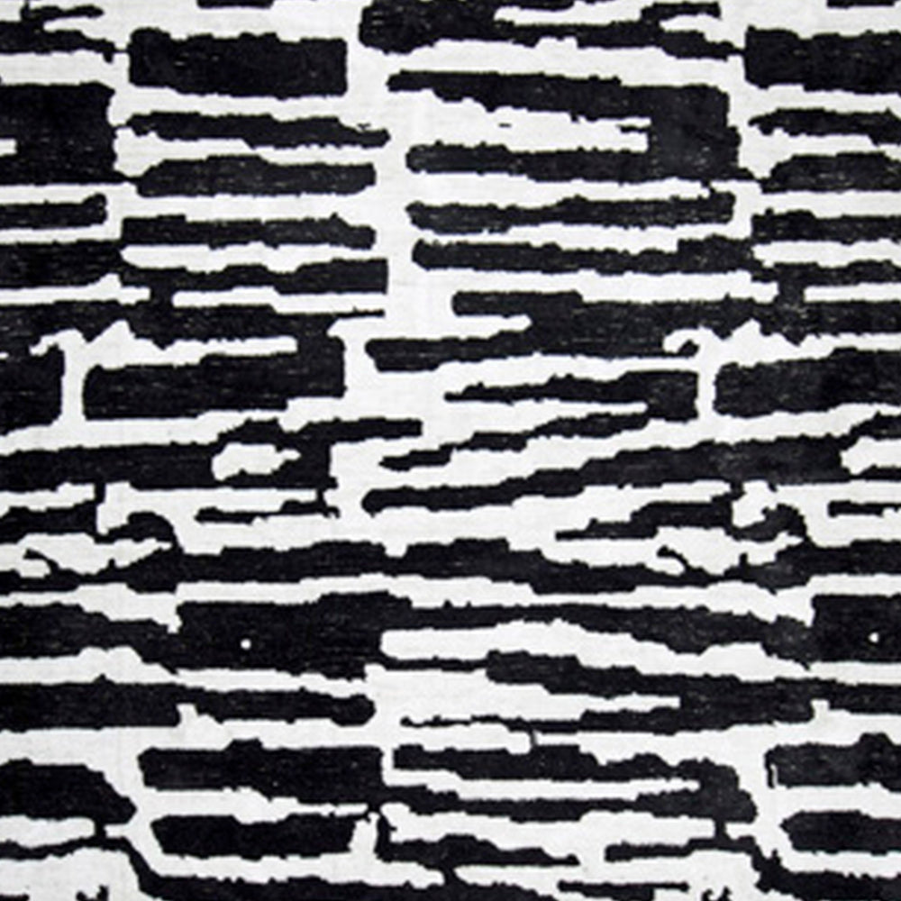 Shawn 5 x 7 Area Rug, Black White Abstract Pattern Polyester, Cotton Back - BM318346