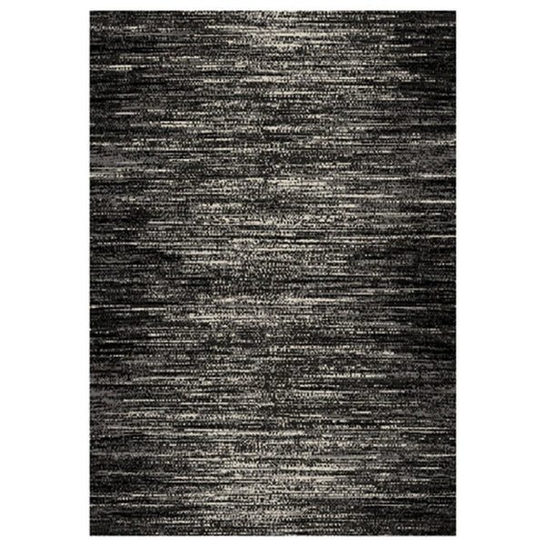 Rebecca 8 x 10 Area Rug,  Black White Refined Stripe Pattern, Soft Pile - BM318347