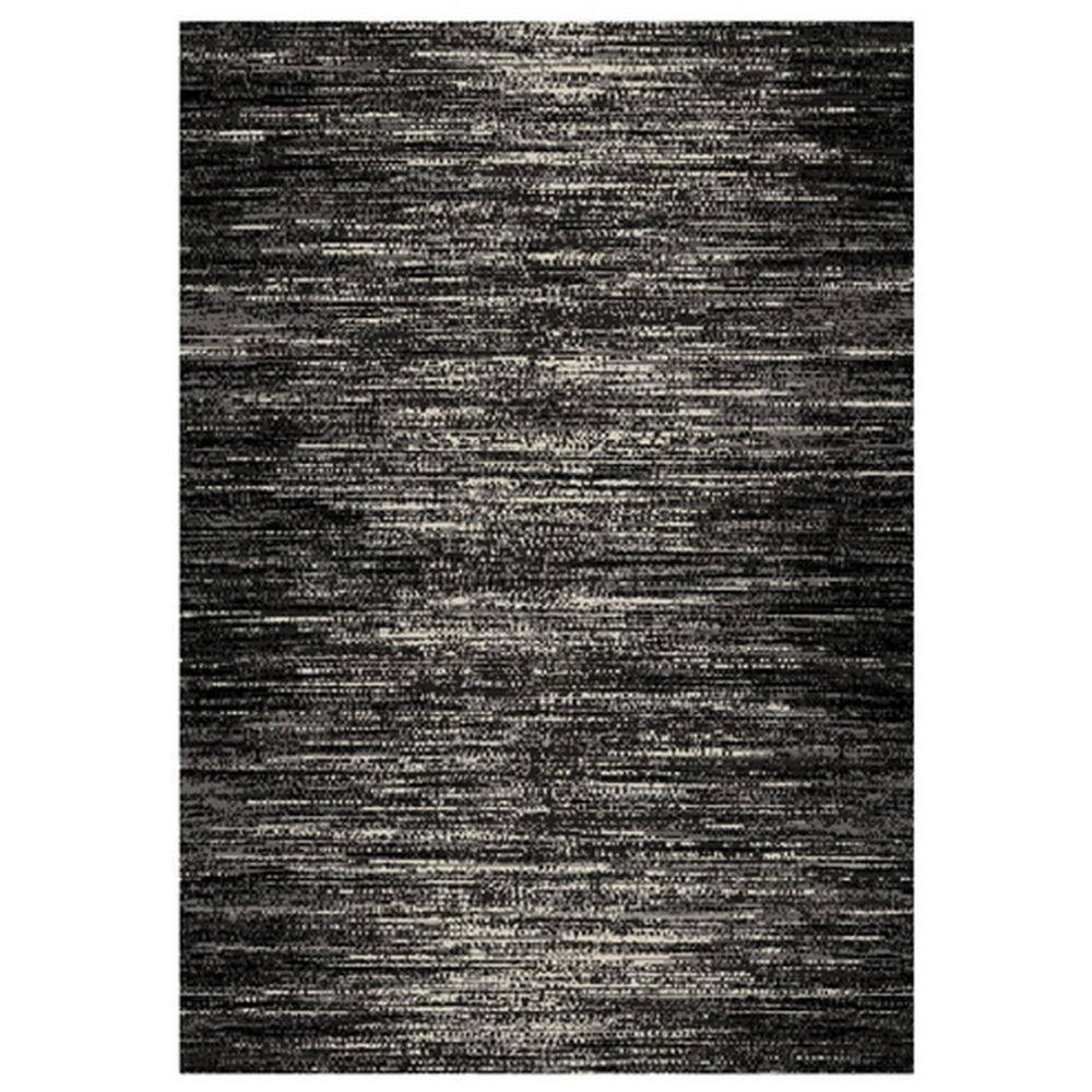 Rebecca 5 x 7 Area Rug,  Black White Refined Stripe Pattern, Soft Pile - BM318348